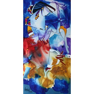 Ashkal, 18 x 36 inch, Acrylic on Canvas, Figurative Painting, AC-ASH-056